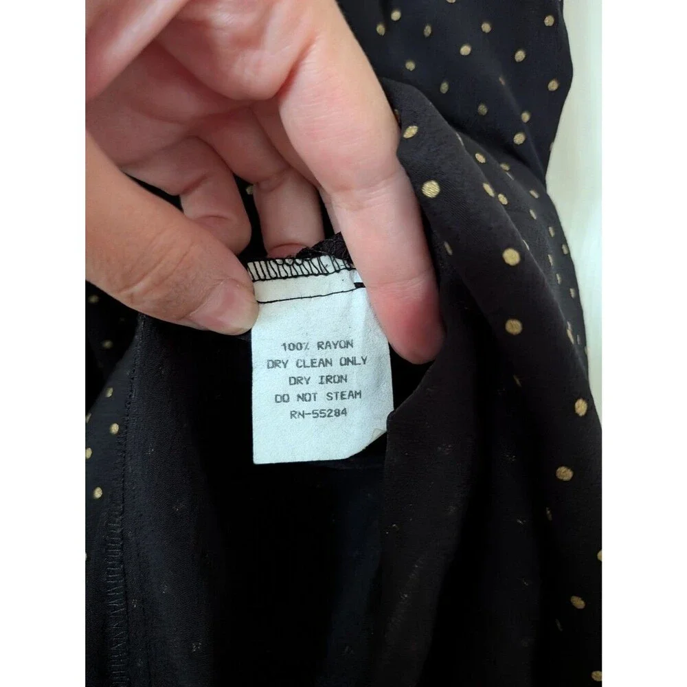 Vintage David Brooks Black Midi Skirt with Gold Polka Dots